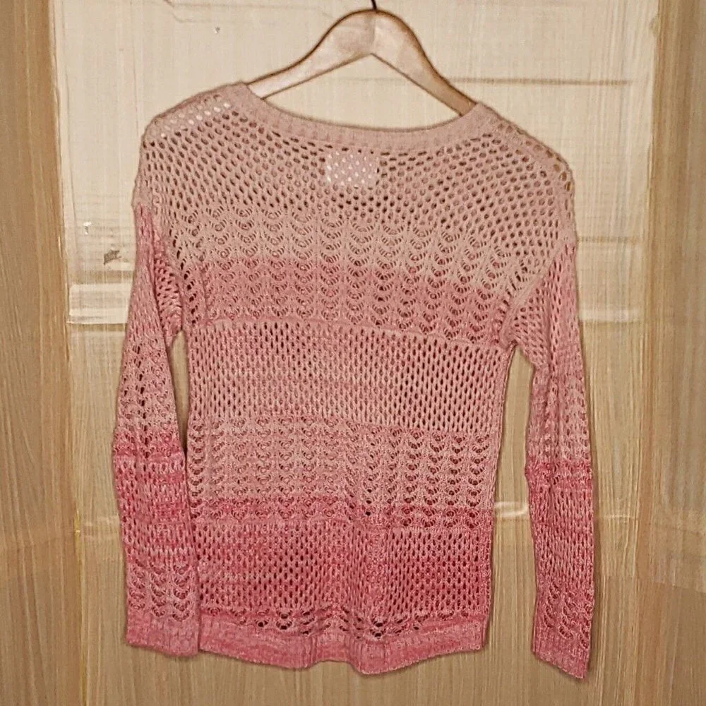 Justice Girls New Pink Ombre Open Knit Sweater 8
